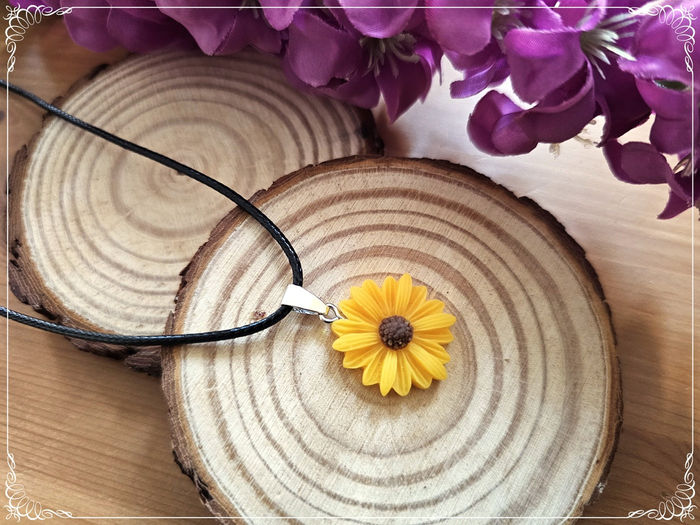 Pendentifs fleurs paquerettes marguerites coquelicots tournesols