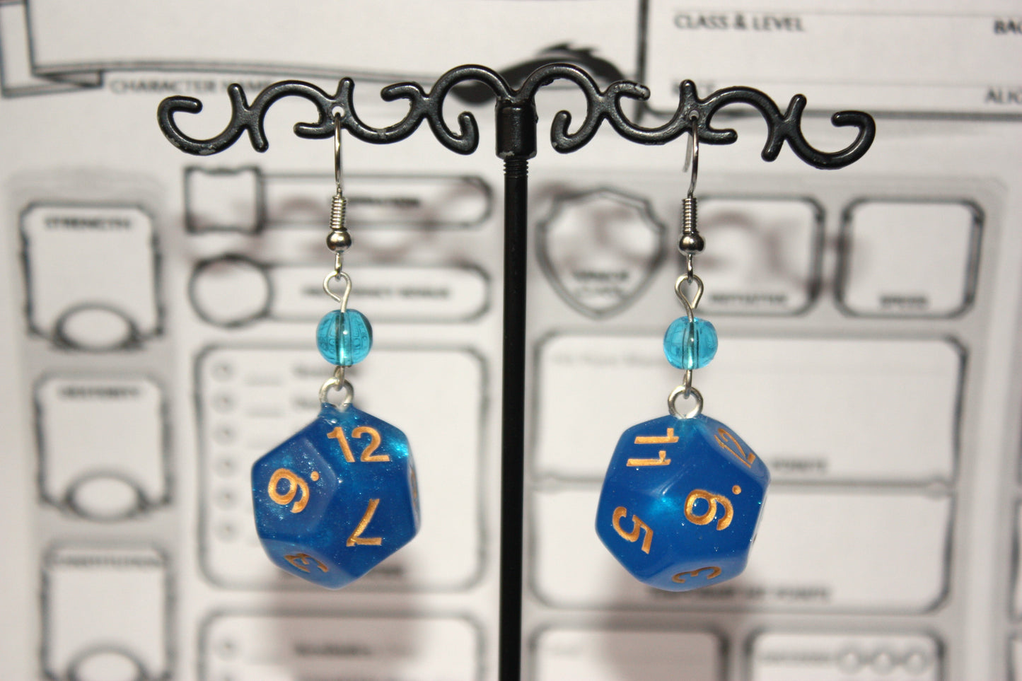 Boucles d'oreilles "Dés JDR - Bleu "