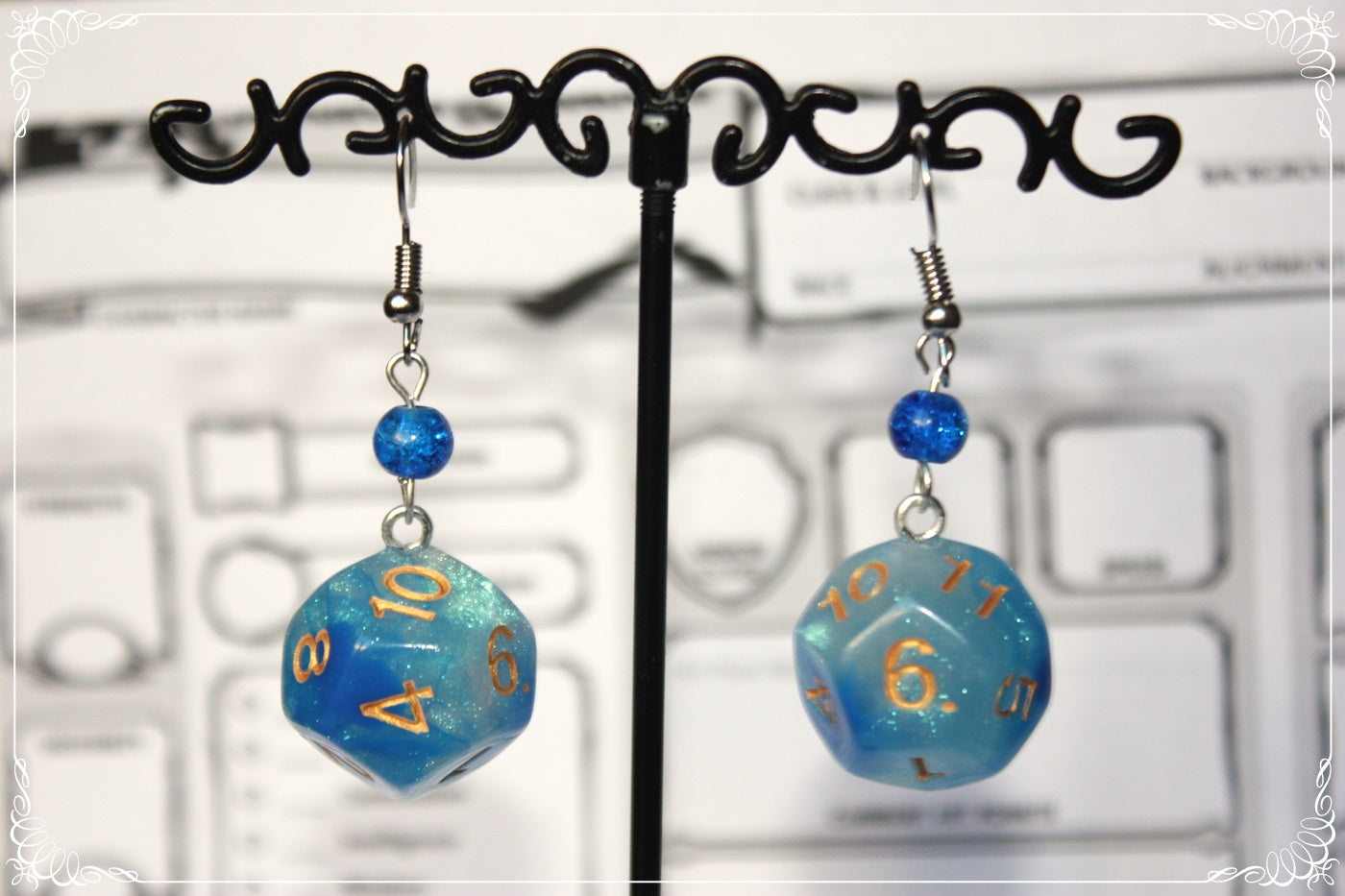 Boucles d'oreilles "Dés JDR - Bleu "