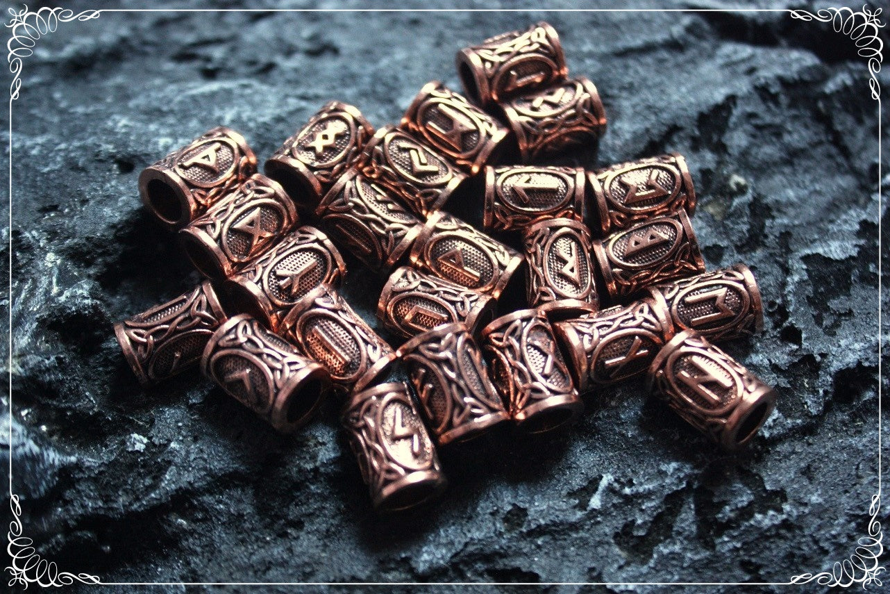Perles cheveux barbe runes viking futhark