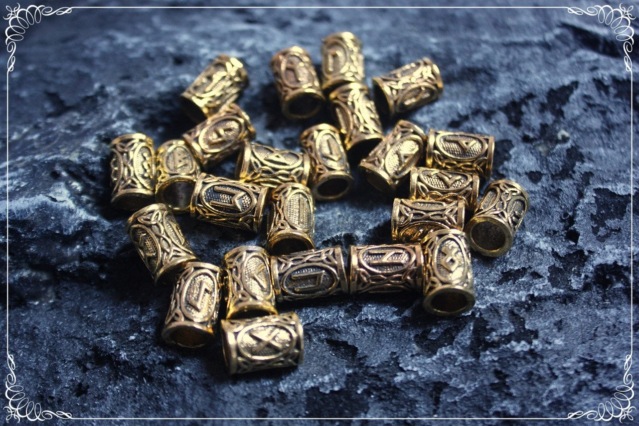 Perles cheveux barbe runes viking futhark