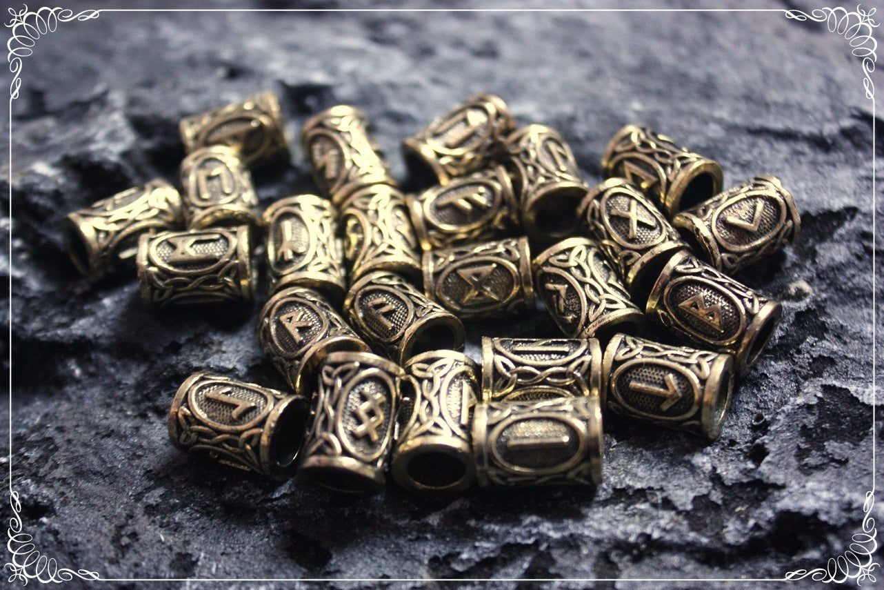 Perles cheveux barbe runes viking futhark