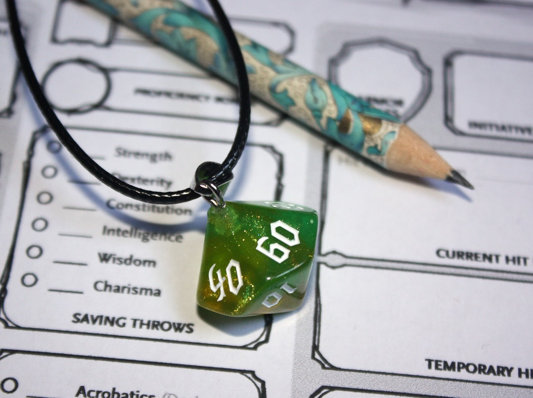 Pendentifs "Dés JDR - Verts "