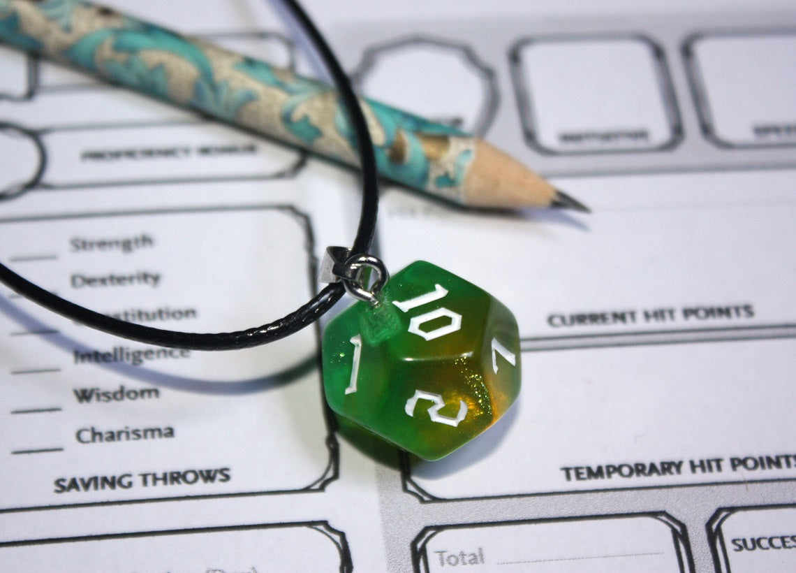 Pendentifs "Dés JDR - Verts "