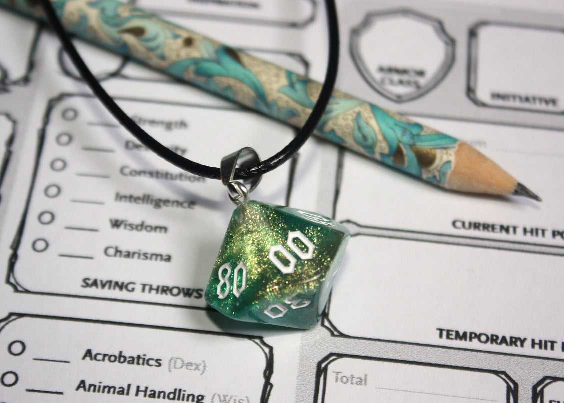 Pendentifs "Dés JDR - Verts "