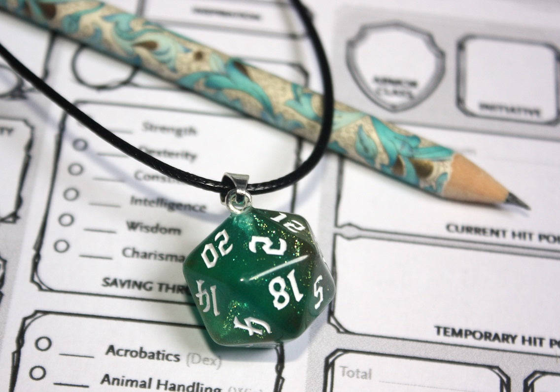 Pendentifs "Dés JDR - Verts "