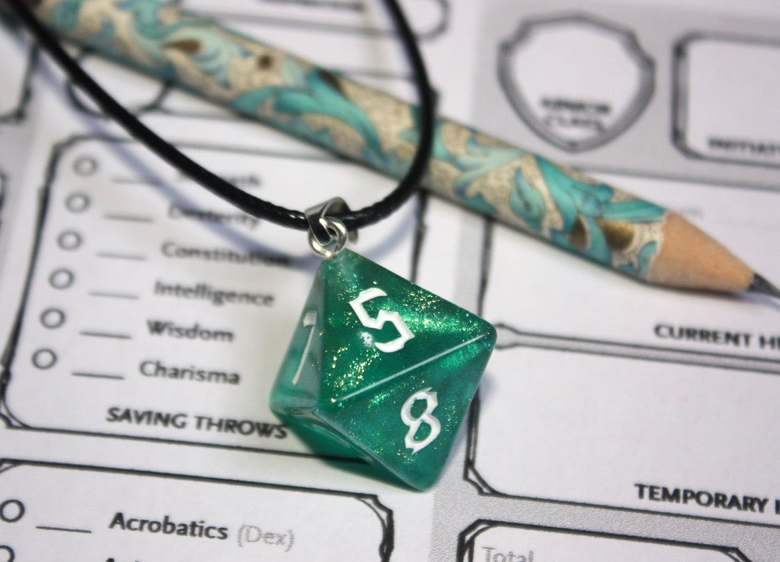 Pendentifs "Dés JDR - Verts "