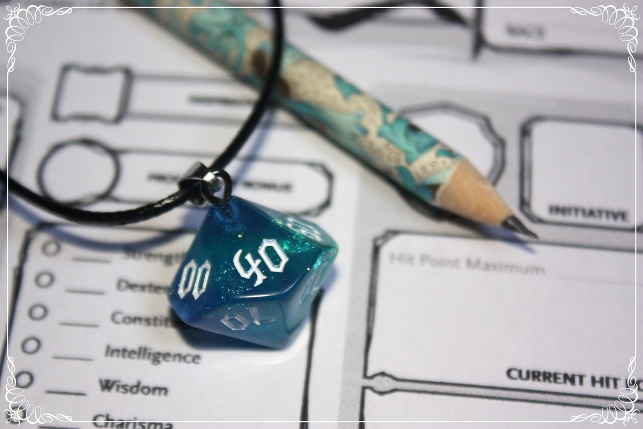 Pendentifs "Dés JDR - Bleus "