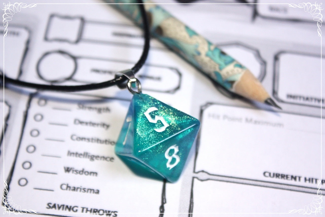 Pendentifs "Dés JDR - Bleus "
