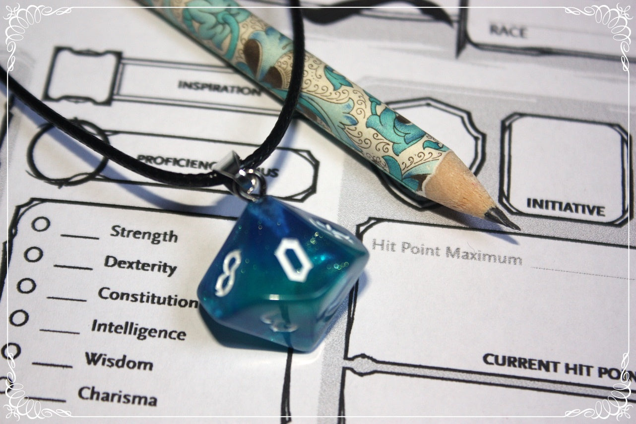 Pendentifs "Dés JDR - Bleus "