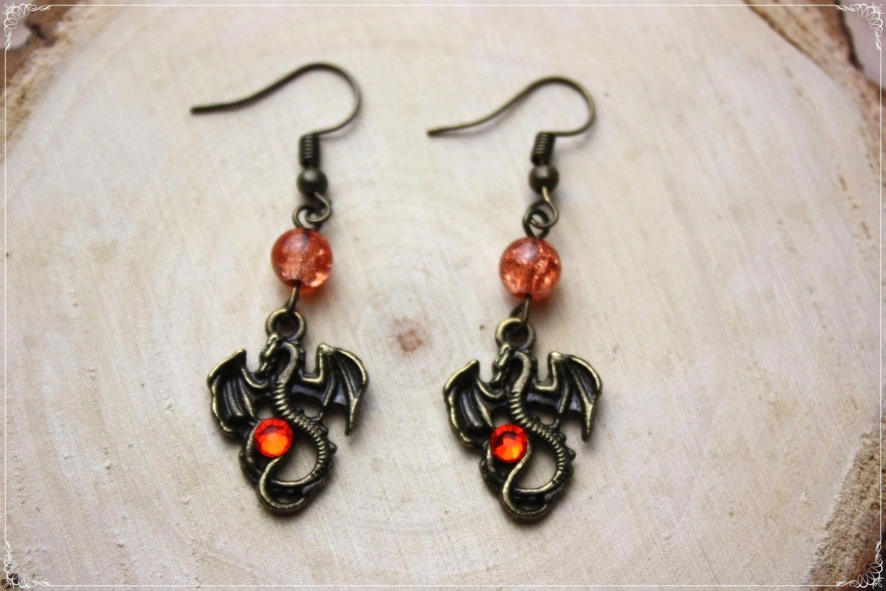 Boucles d'oreilles "Dragons dorés / bronze"