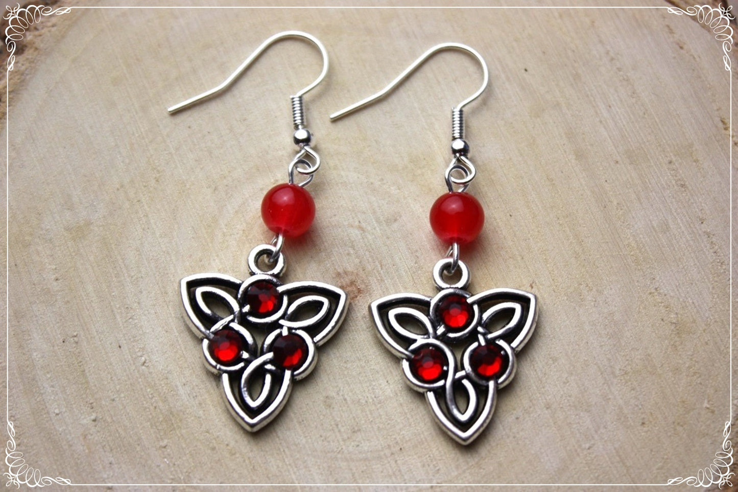 Boucles d'oreilles celtiques "Triangles - perles"