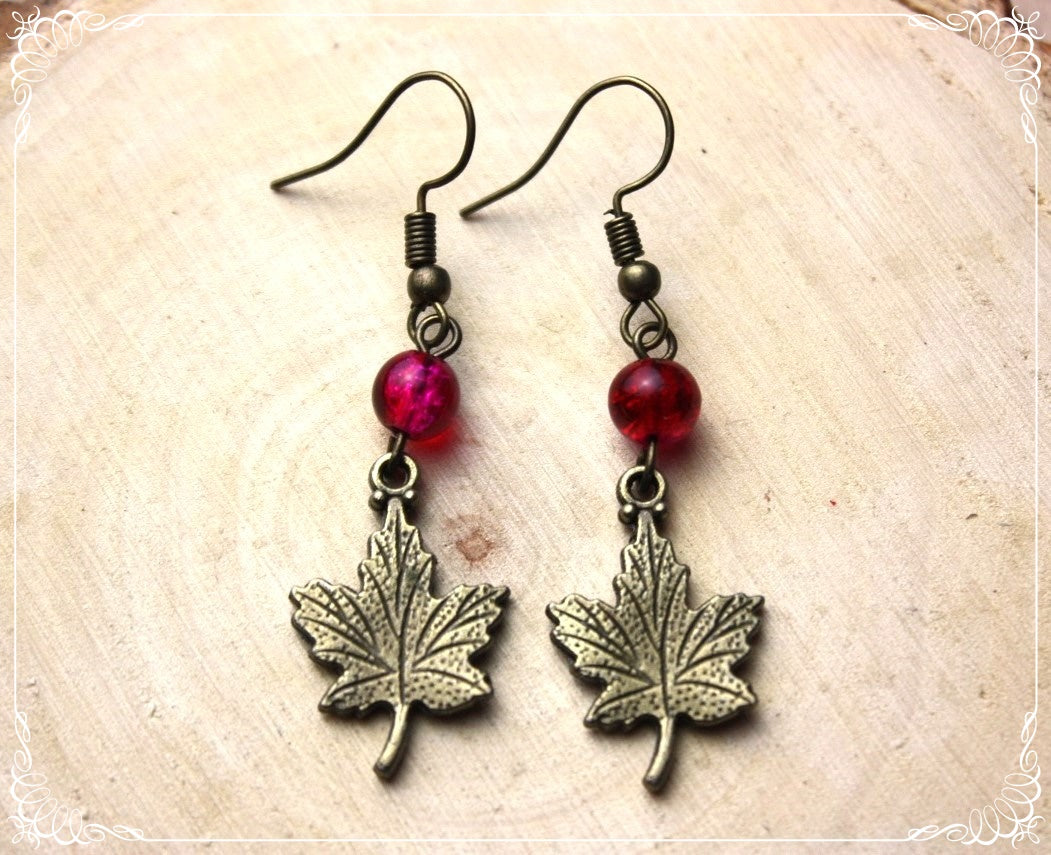 Boucles d'oreilles "Feuilles érables bronze"