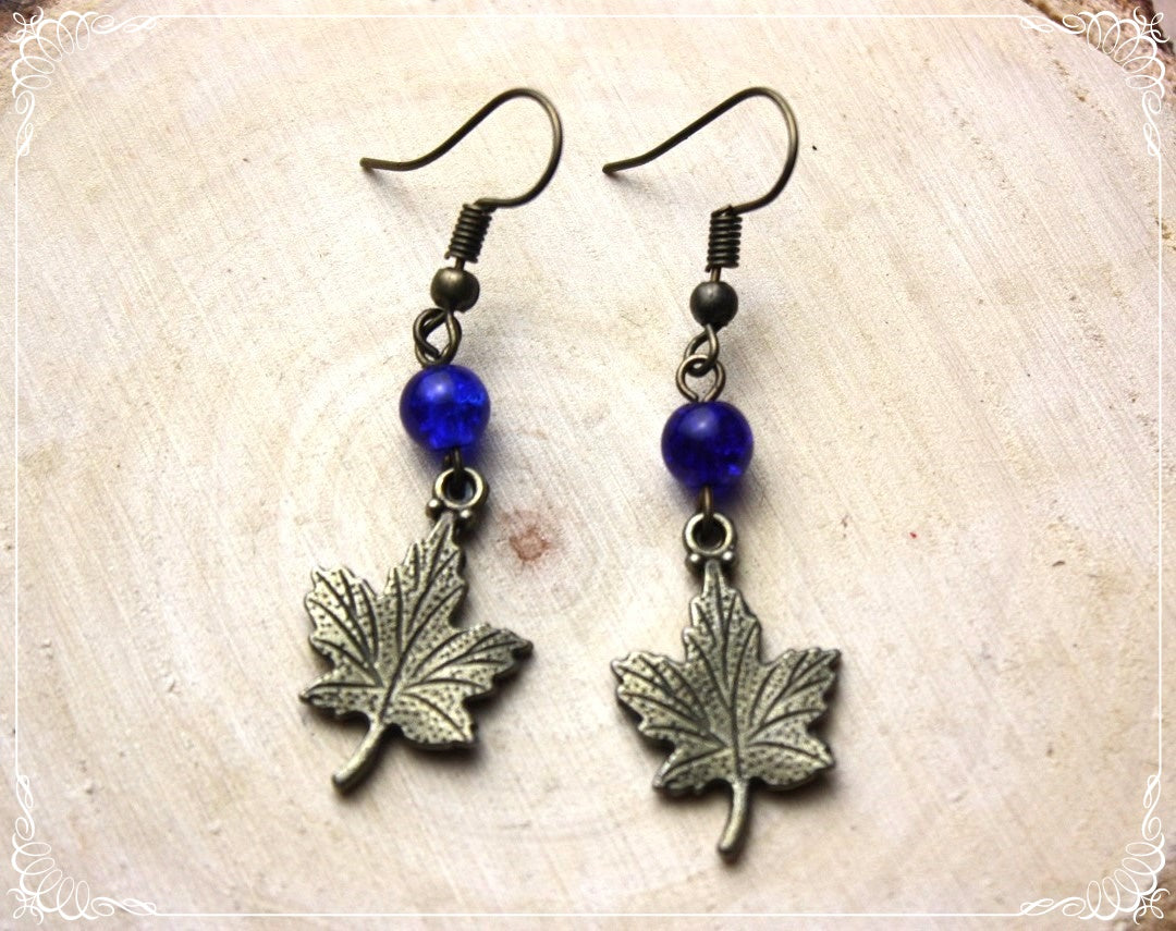 Boucles d'oreilles "Feuilles érables bronze"