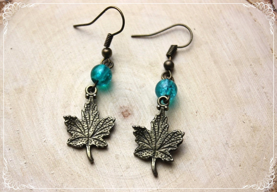 Boucles d'oreilles "Feuilles érables bronze"