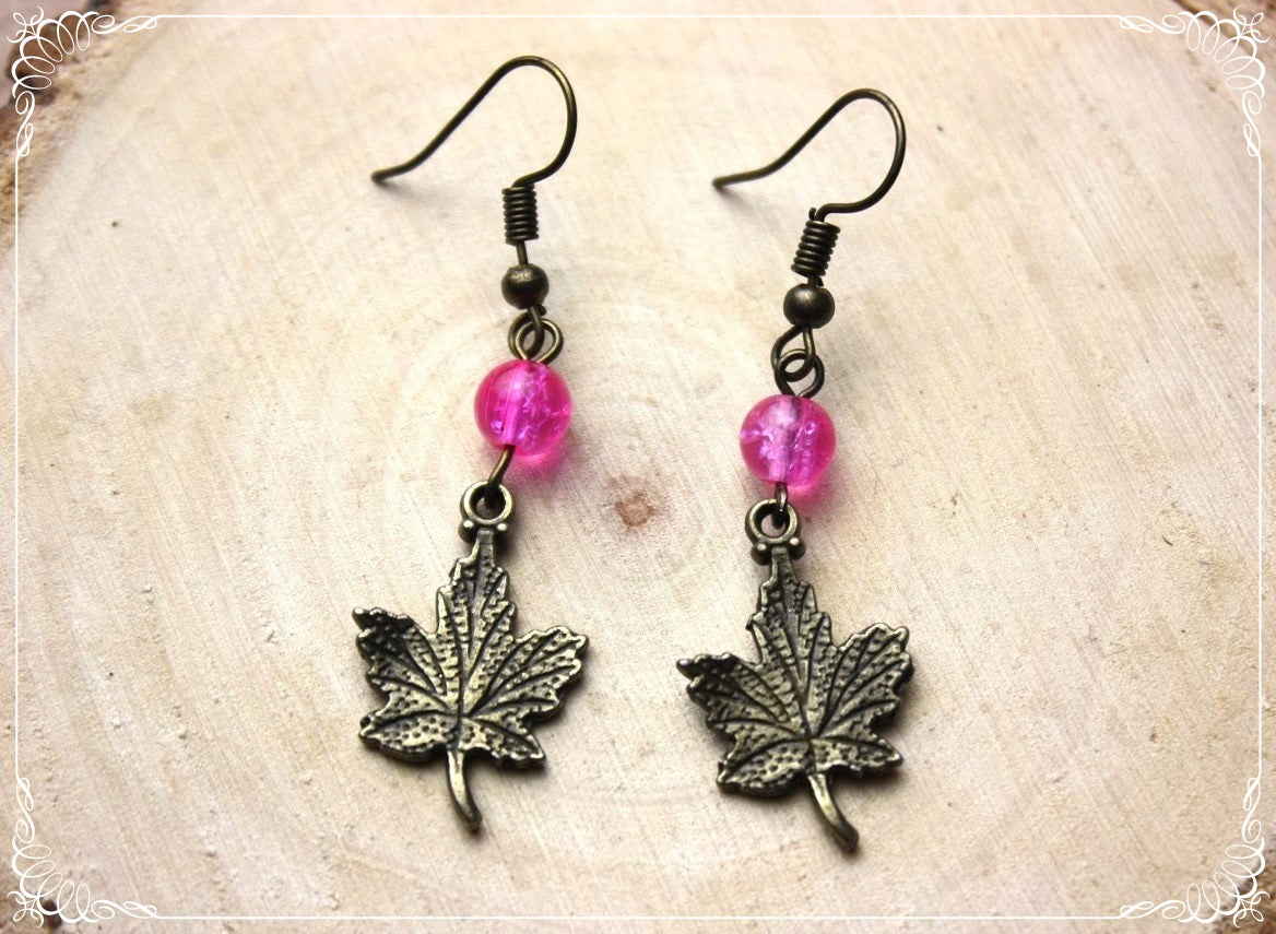 Boucles d'oreilles "Feuilles érables bronze"