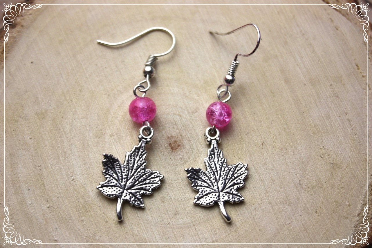 Boucles d'oreilles "Feuilles érables argentées"