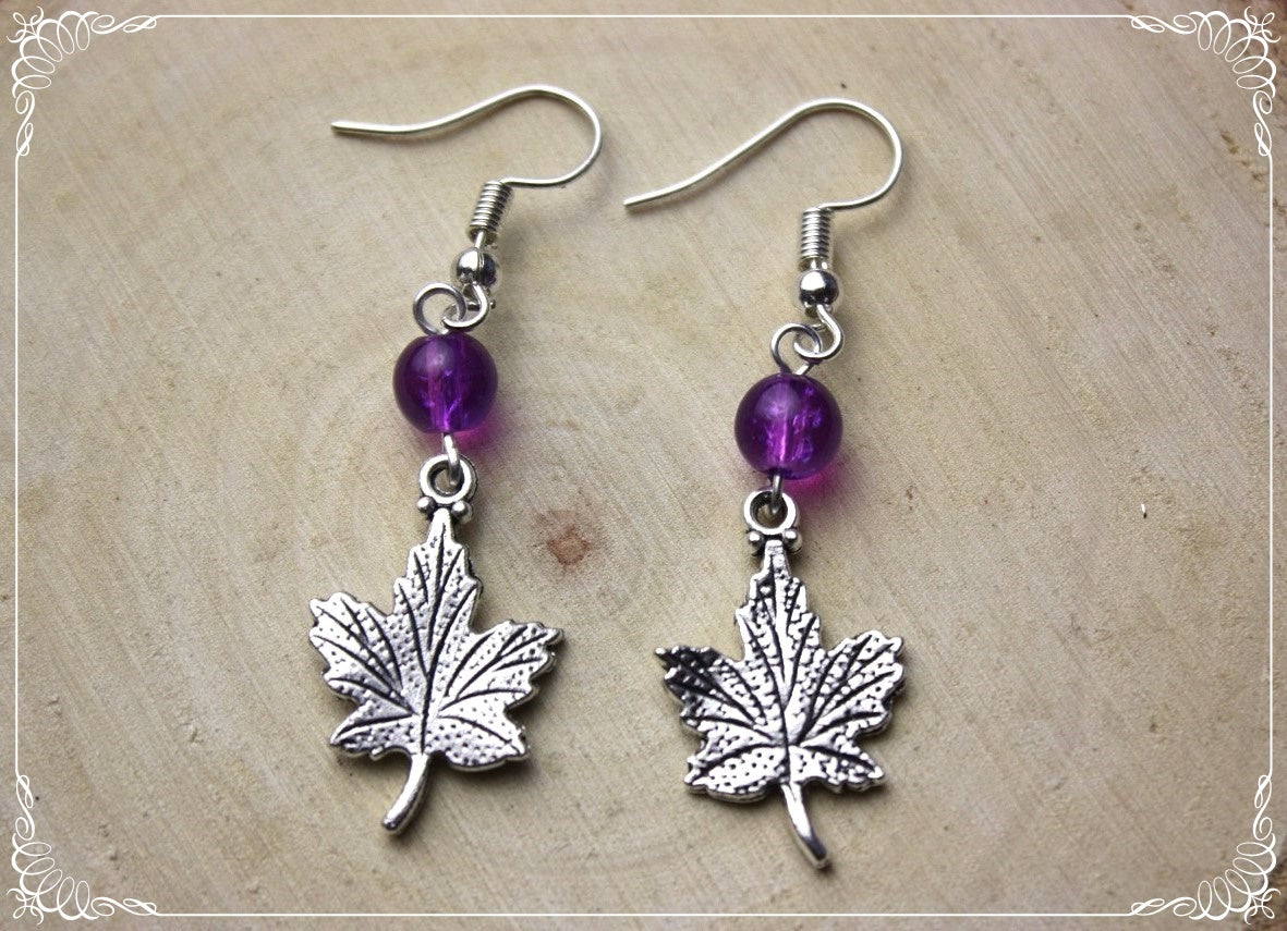 Boucles d'oreilles "Feuilles érables argentées"