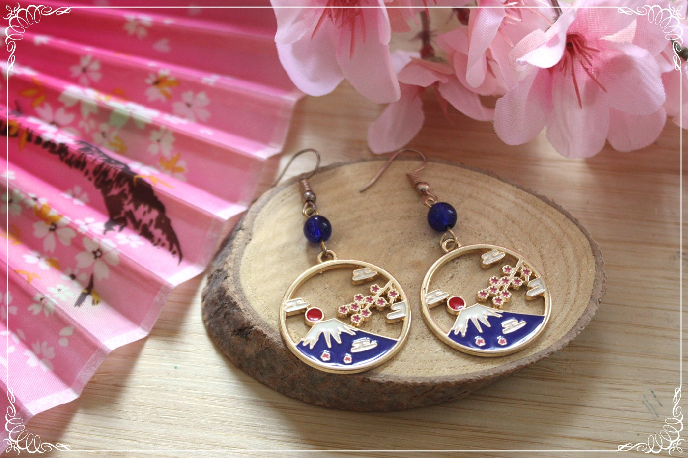 Boucles d'oreilles Japon "Mont Fuji - Carpes koï "