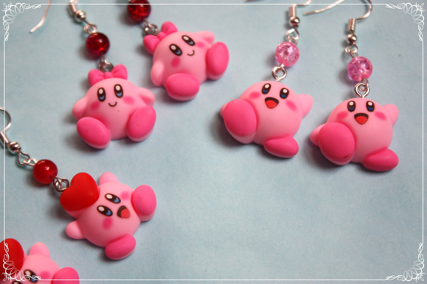 Boucles d'oreilles style "Kirby"