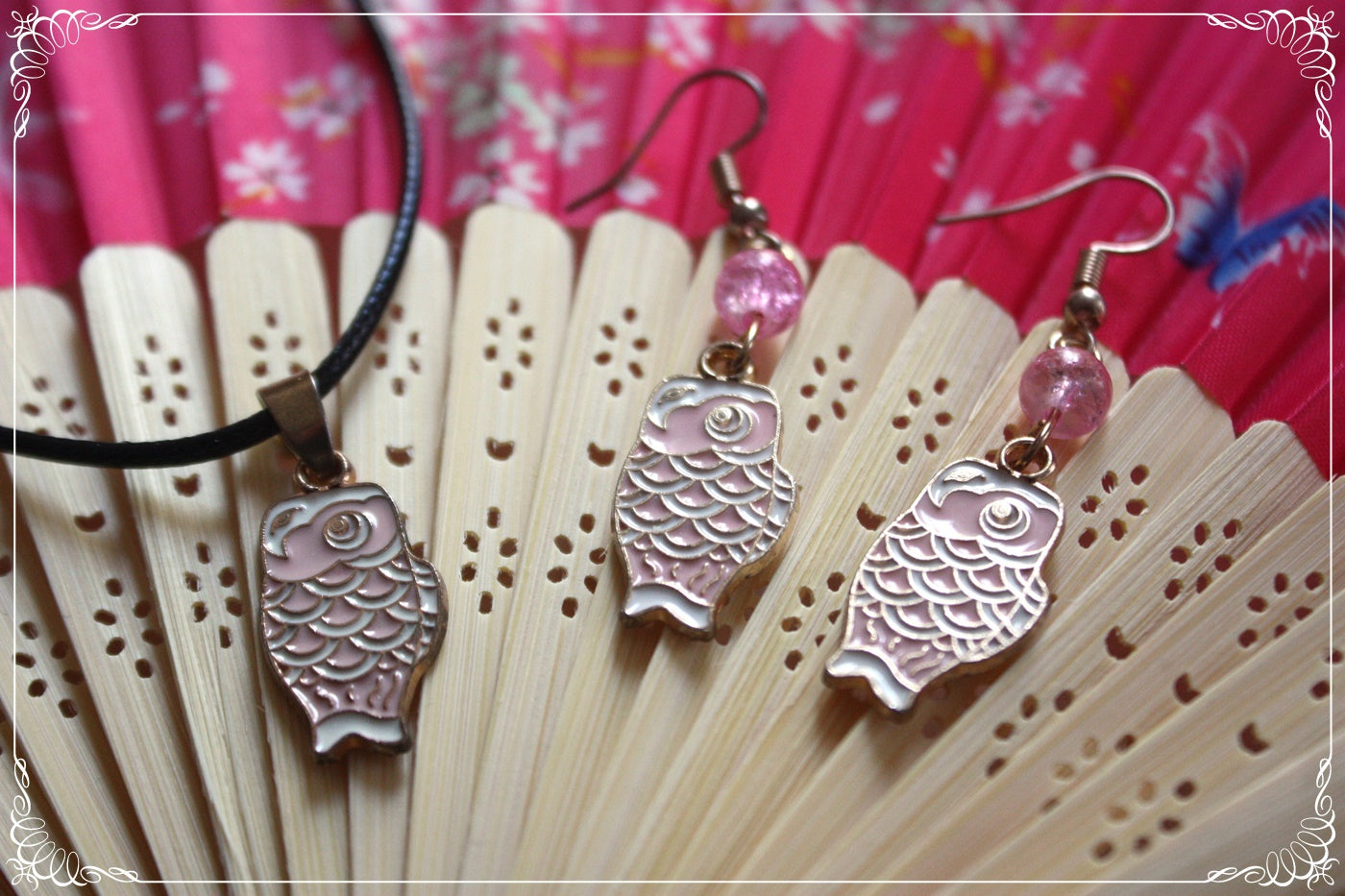Pendentifs Japon "Mont Fuji - Carpes koï "