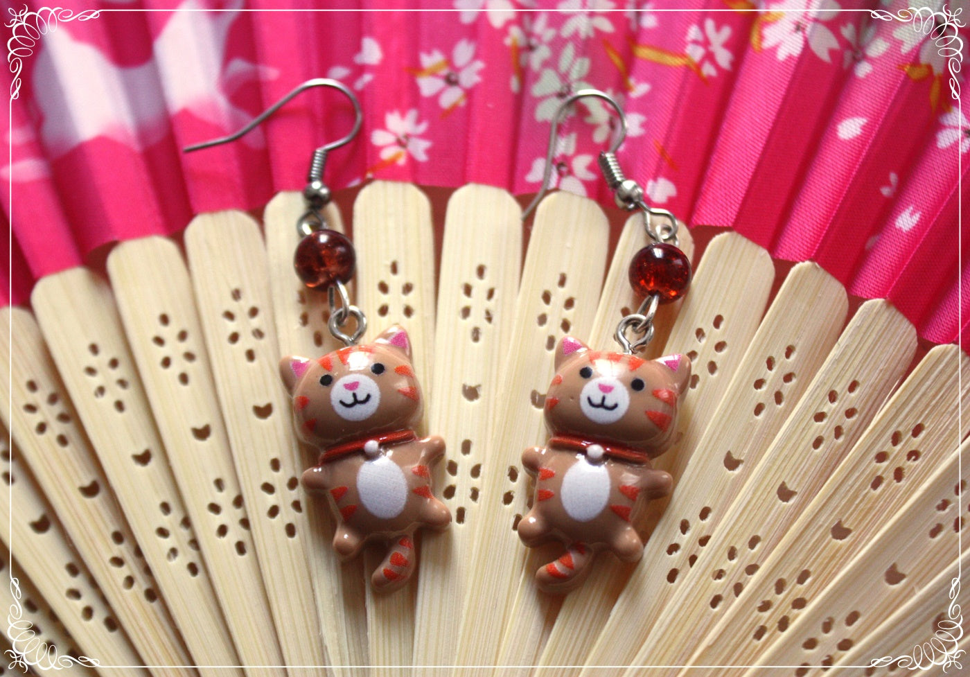 Boucles d'oreilles style japonais animé chats kawaii
