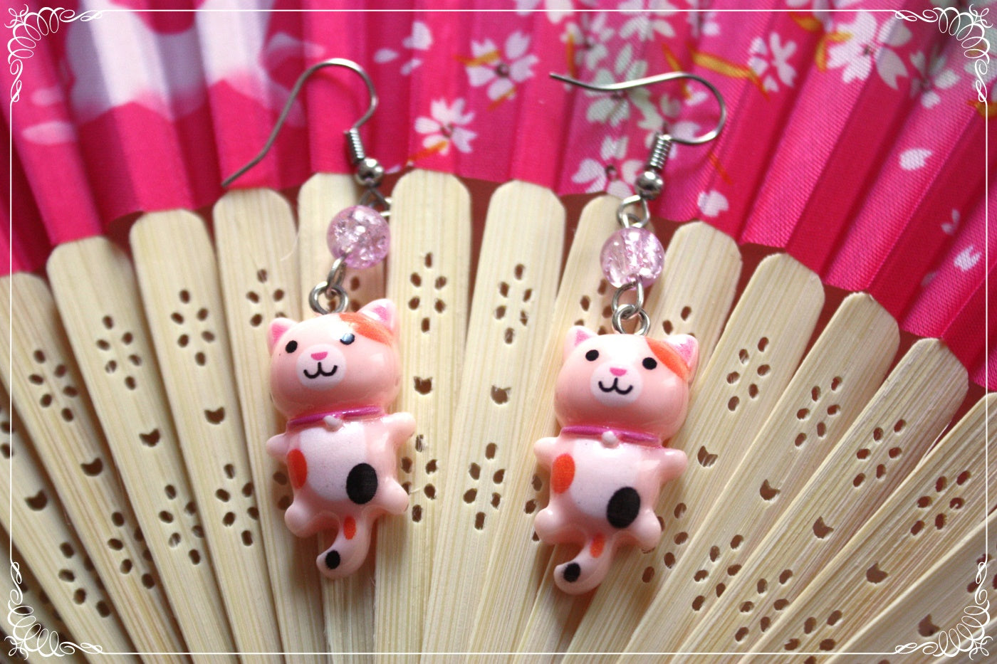 Boucles d'oreilles style japonais animé chats kawaii