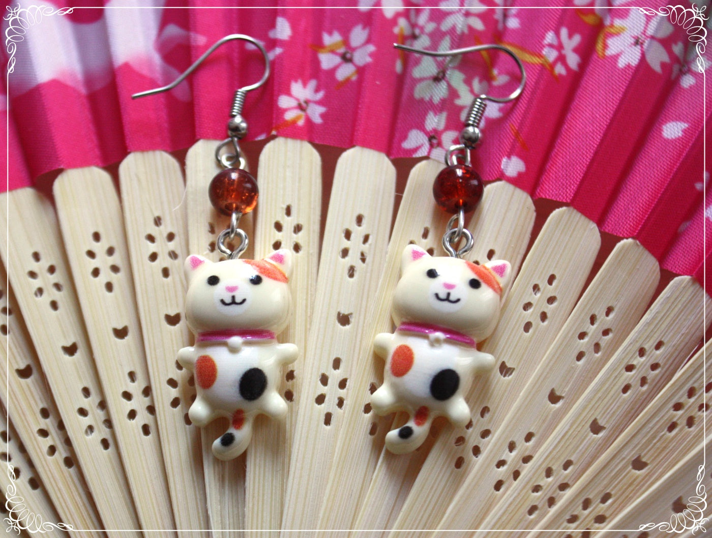 Boucles d'oreilles style japonais animé chats kawaii