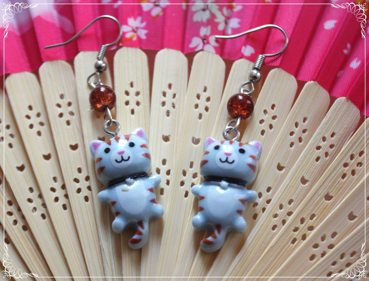 Boucles d'oreilles style japonais animé chats kawaii