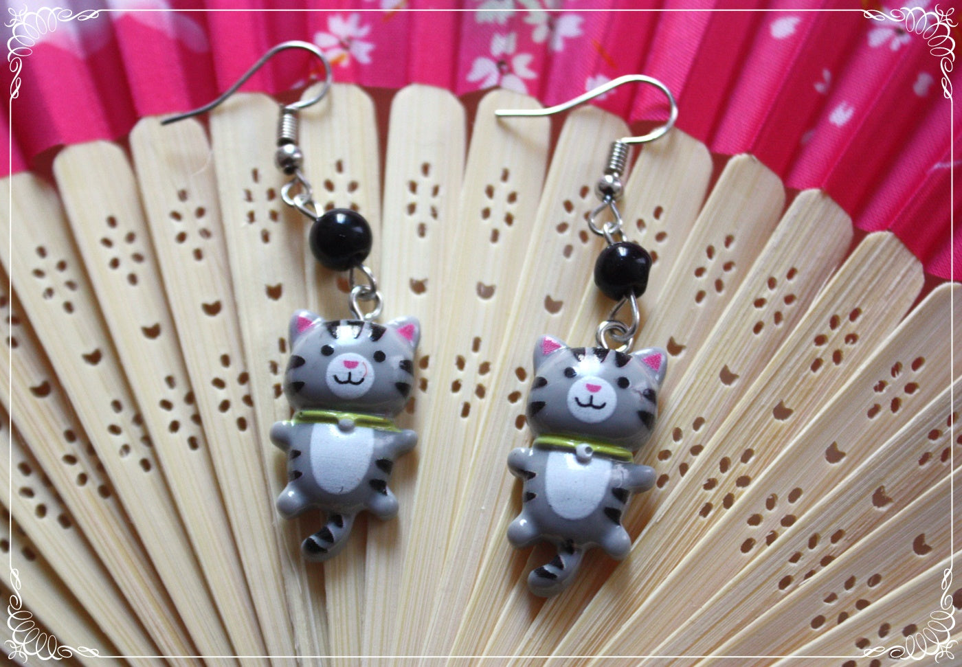 Boucles d'oreilles style japonais animé chats kawaii