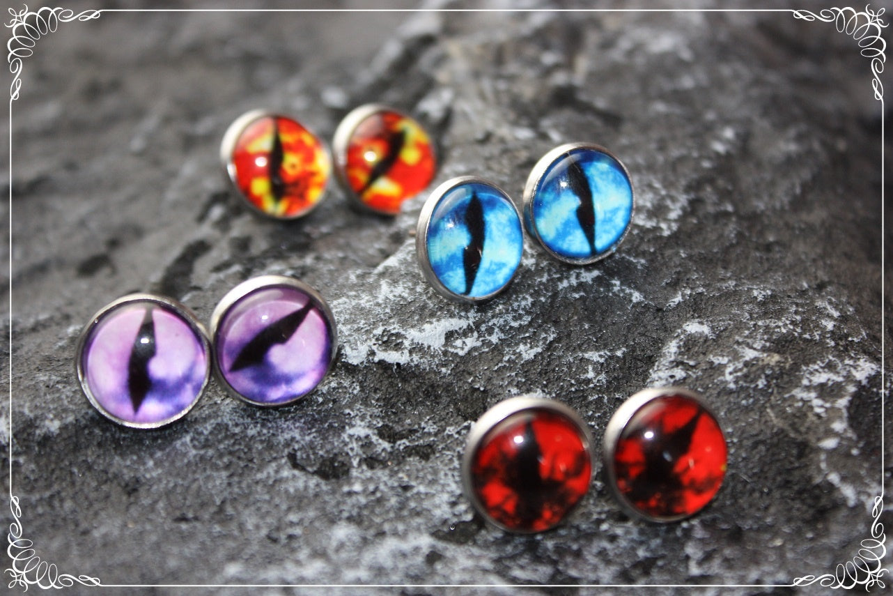 Boucles d'oreilles clous "Oeil de dragon"