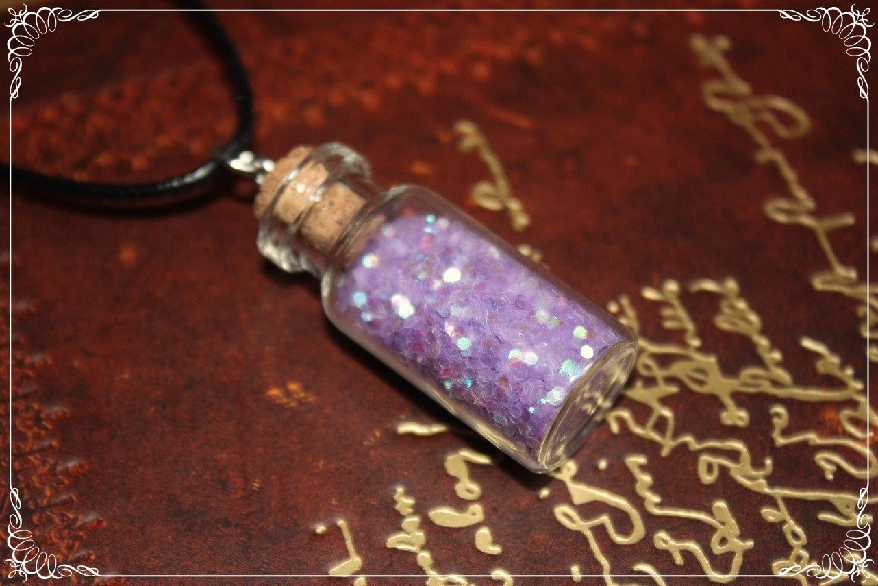 Pendentifs "Fioles roses rouges violettes"