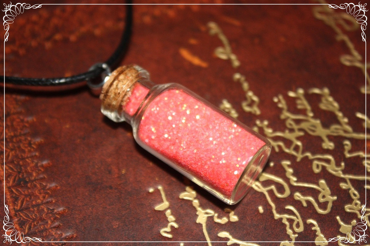 Pendentifs "Fioles roses rouges violettes"