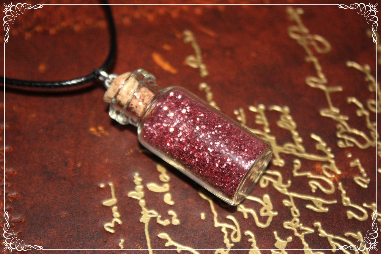 Pendentifs "Fioles roses rouges violettes"