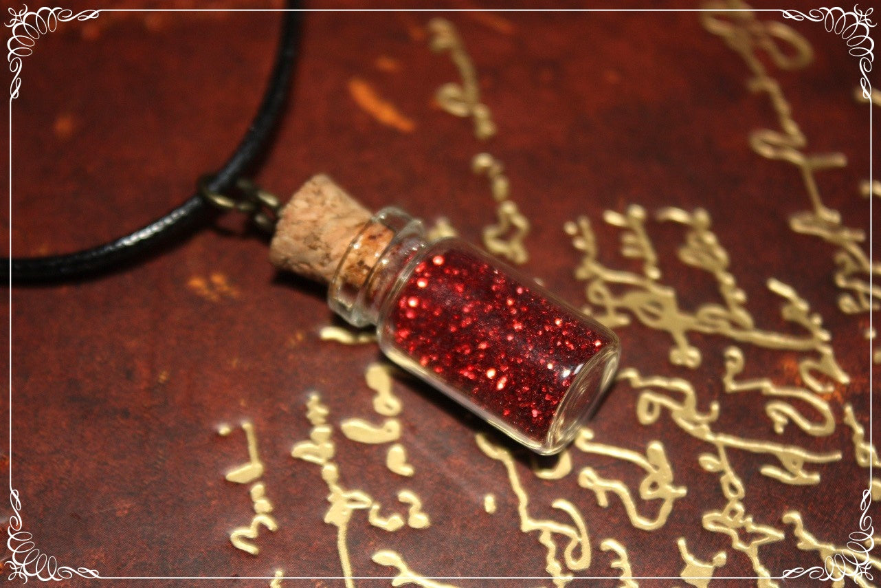 Pendentifs "Fioles roses rouges violettes"