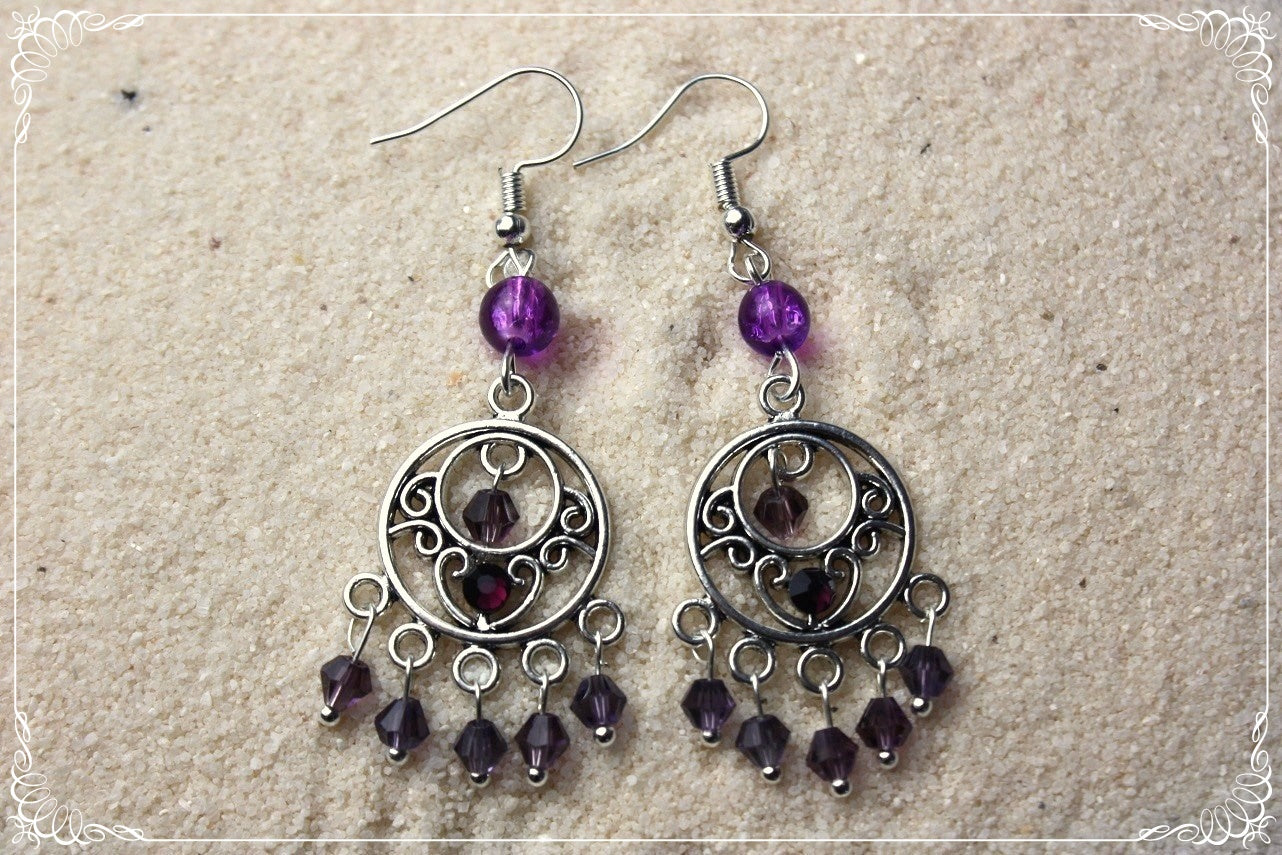 Boucles d'oreilles orientalisantes "Perles et strass"