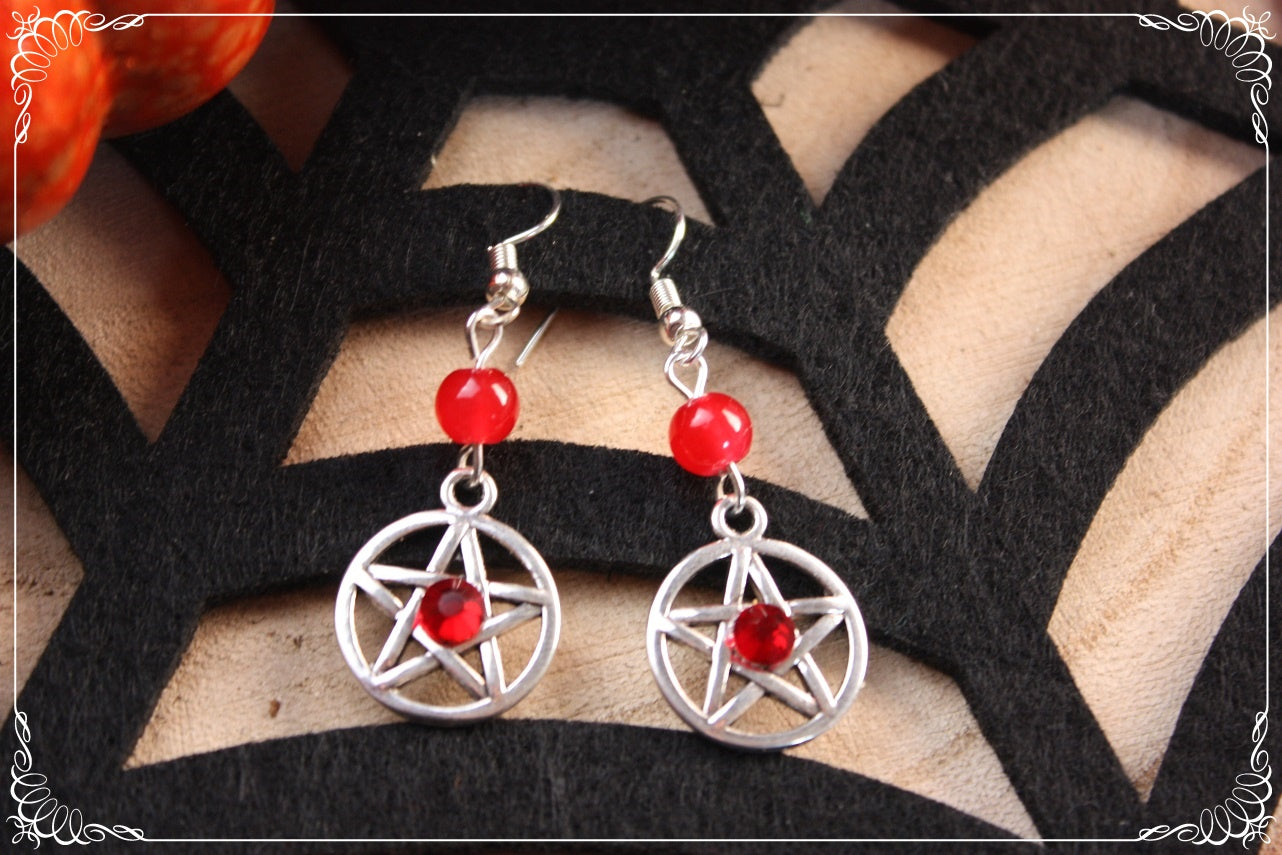 Boucles d'oreilles pendantes Halloween pentacles dents de vampire citrouille