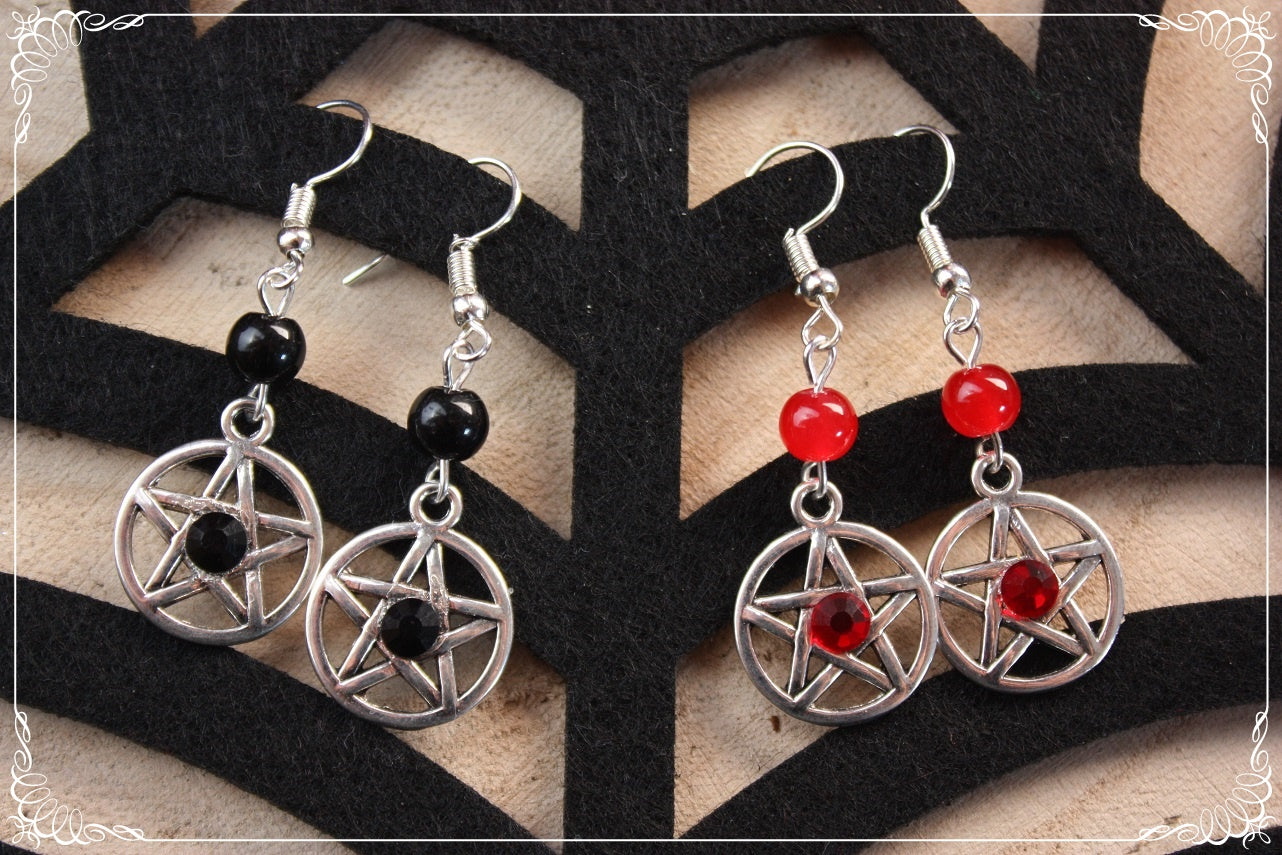 Boucles d'oreilles pendantes Halloween pentacles dents de vampire citrouille