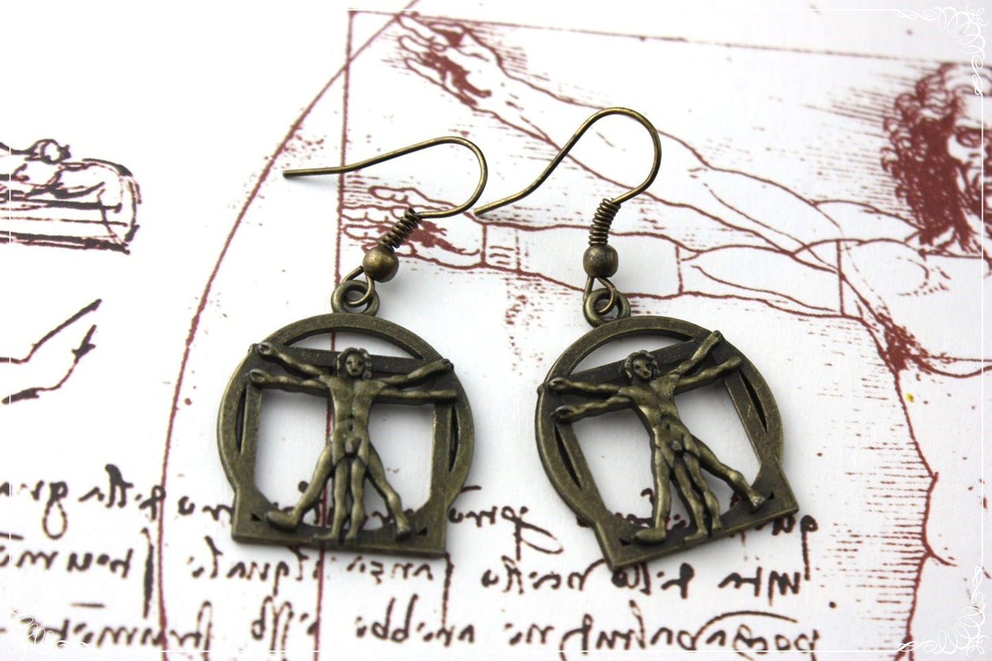 Boucles d'oreilles et pendentifs "Léonard de Vinci - Homme de Vitruve"