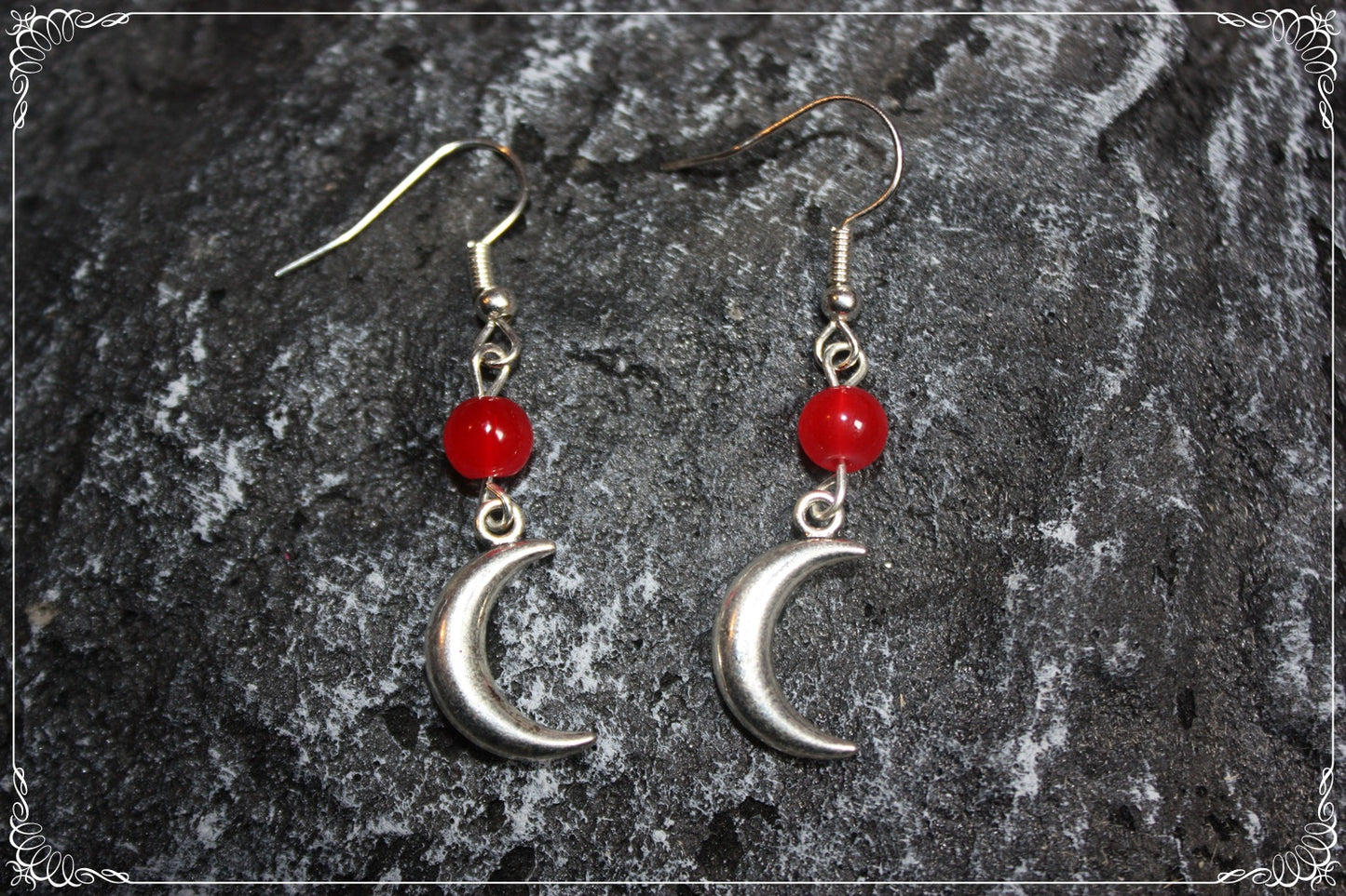 Boucles d'oreilles "Lunes et perles - Argent"