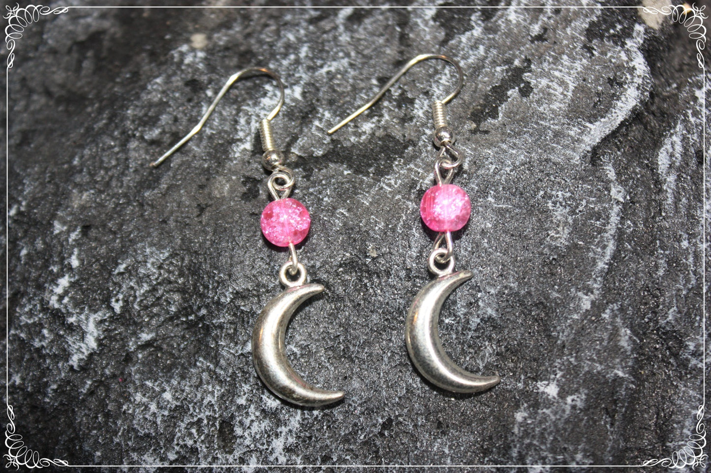 Boucles d'oreilles "Lunes et perles - Argent"