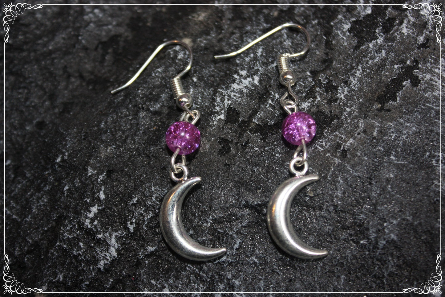 Boucles d'oreilles "Lunes et perles - Argent"
