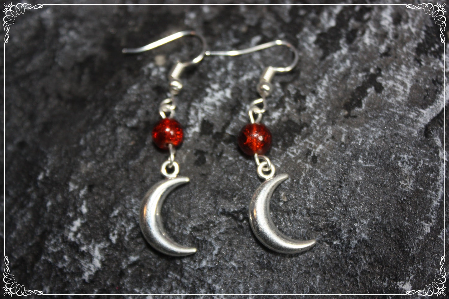 Boucles d'oreilles "Lunes et perles - Argent"