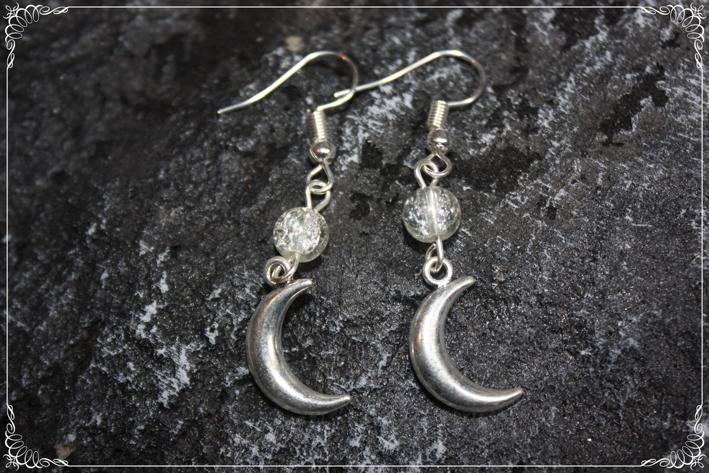 Boucles d'oreilles "Lunes et perles - Argent"