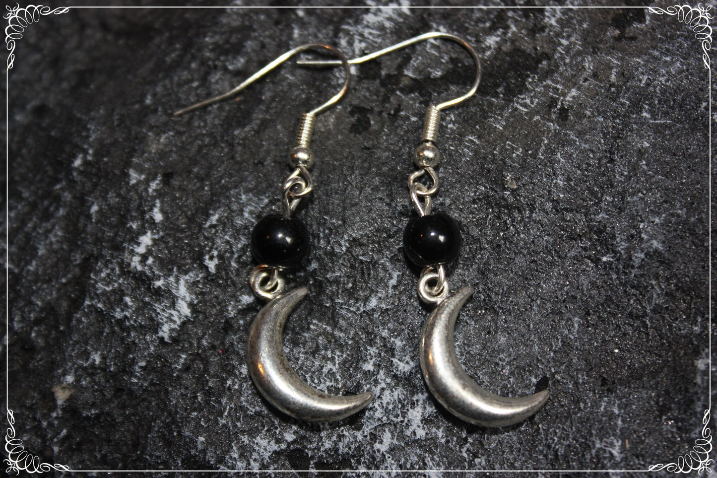 Boucles d'oreilles "Lunes et perles - Argent"