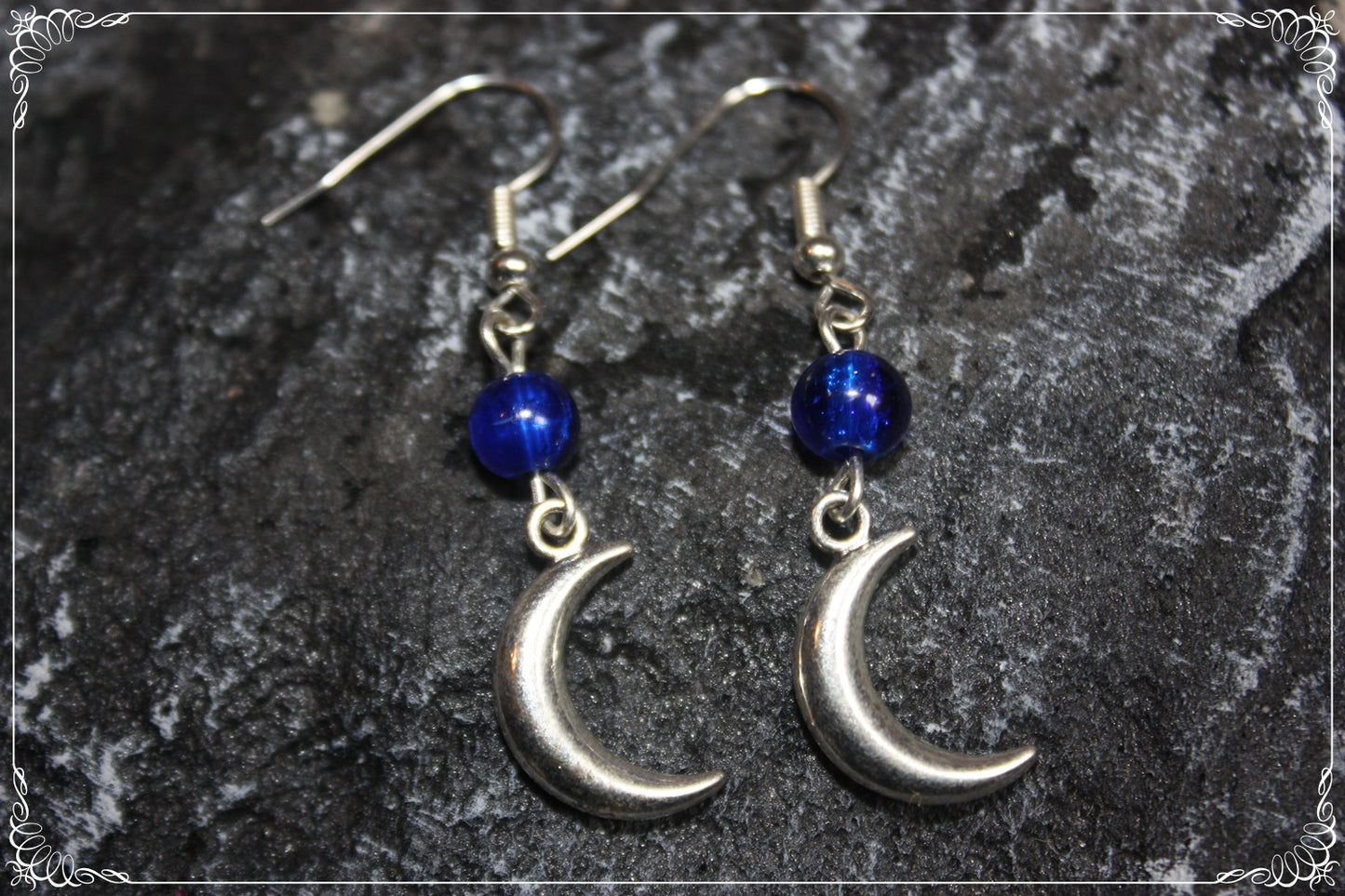 Boucles d'oreilles "Lunes et perles - Argent"