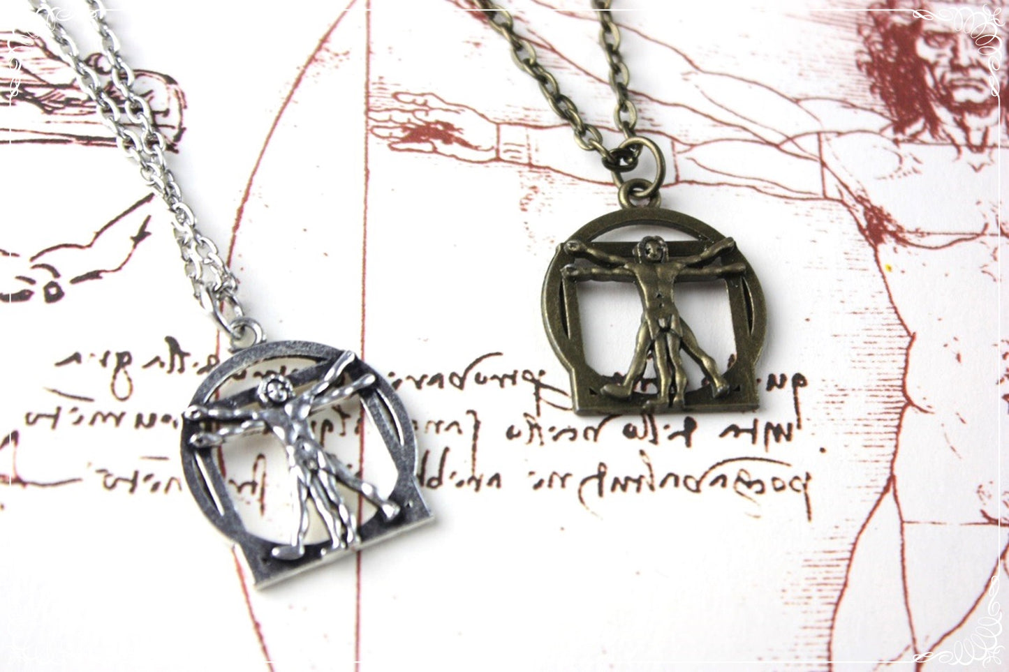 Boucles d'oreilles et pendentifs "Léonard de Vinci - Homme de Vitruve"