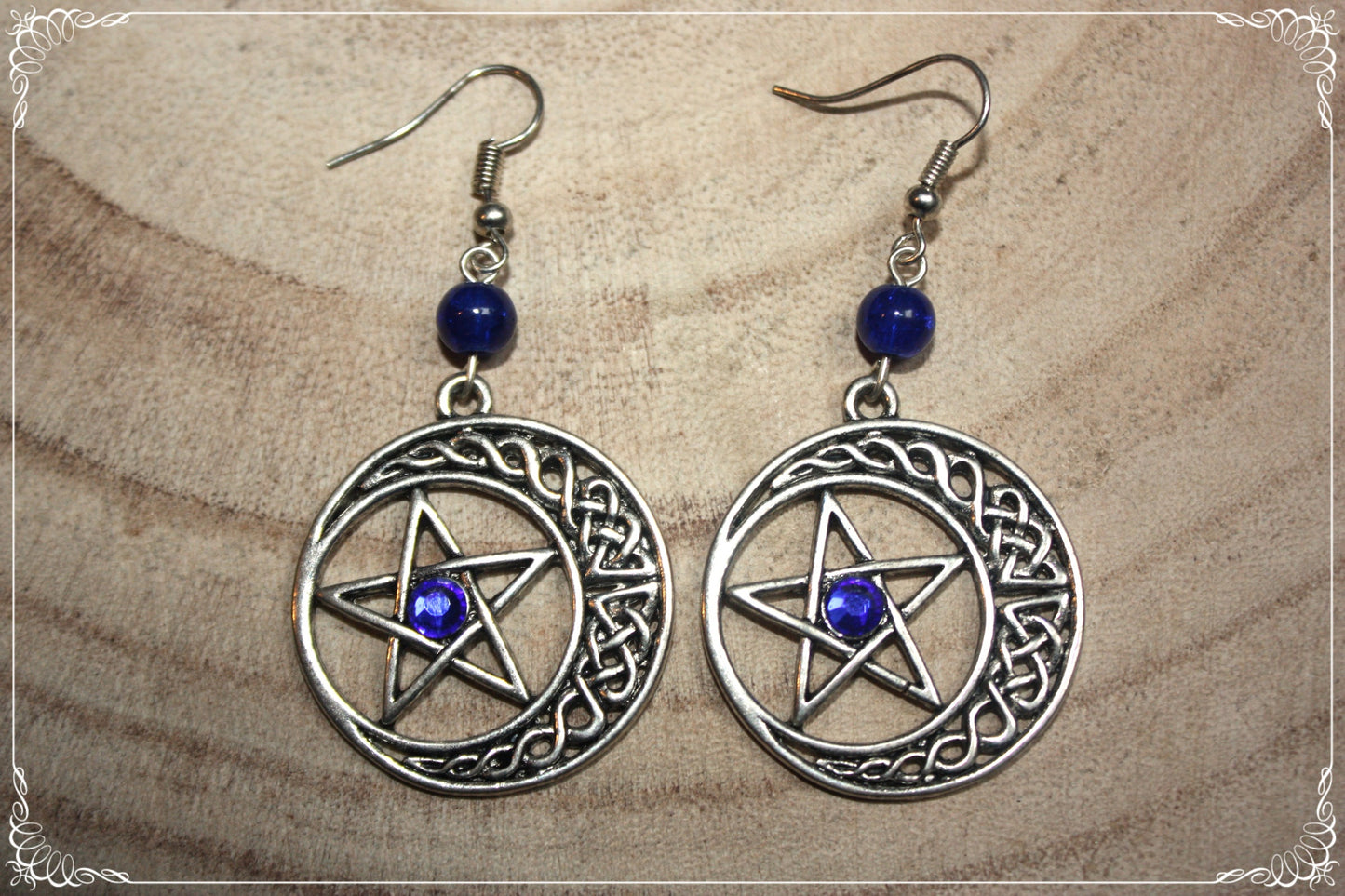 Boucles d'oreilles "Pentacles celtiques lunes"