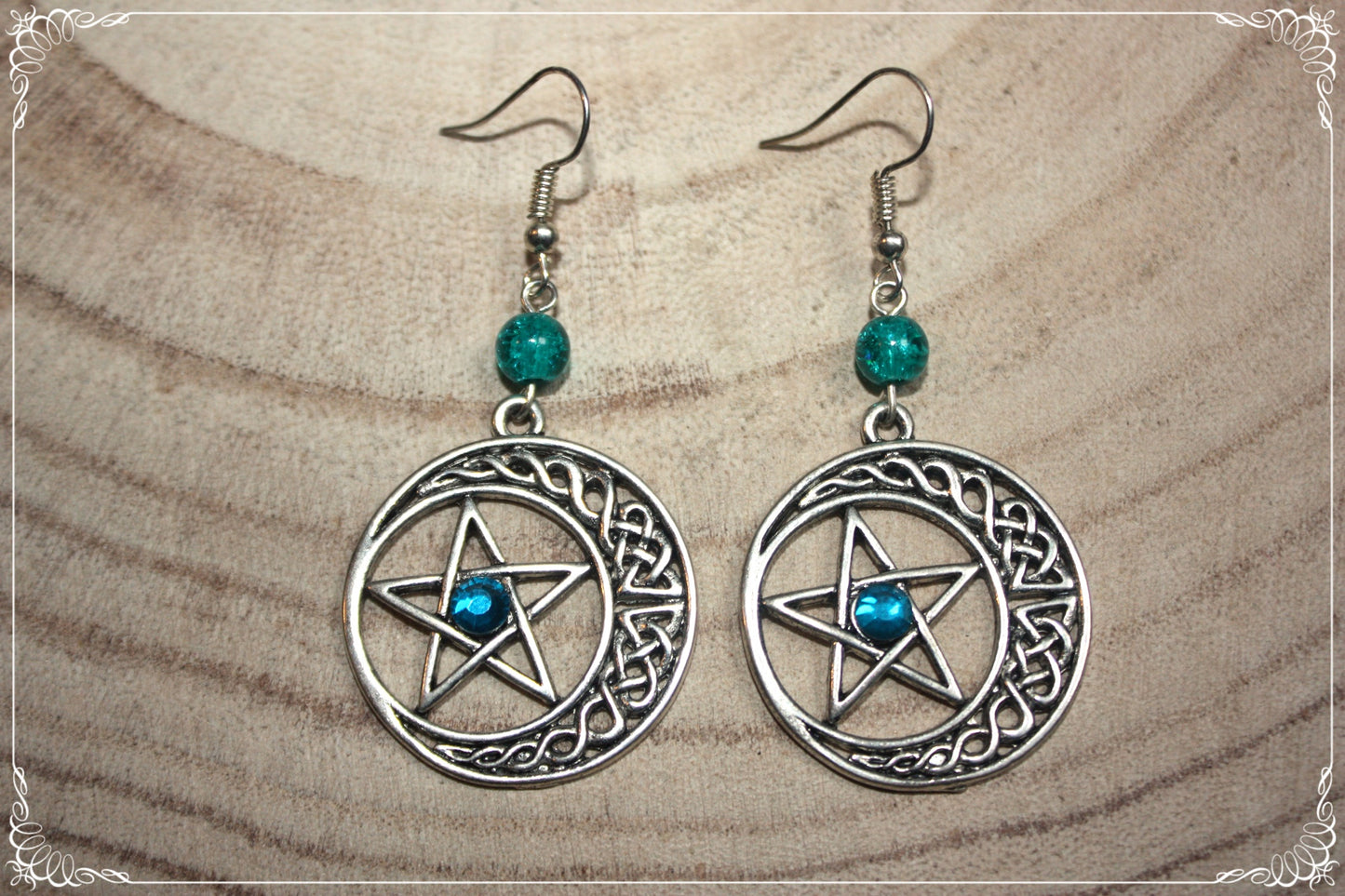 Boucles d'oreilles "Pentacles celtiques lunes"