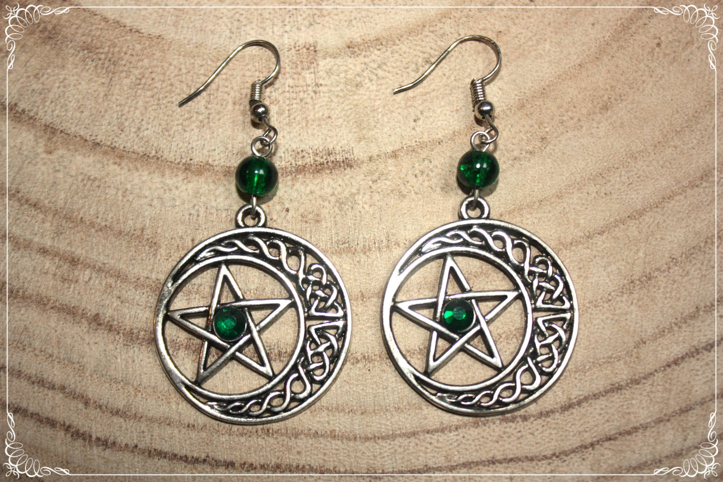 Boucles d'oreilles "Pentacles celtiques lunes"